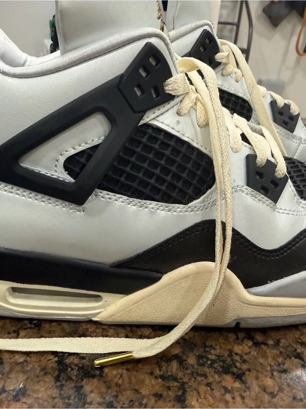 Jordan High-Top Sneakers in White, Black, Cream